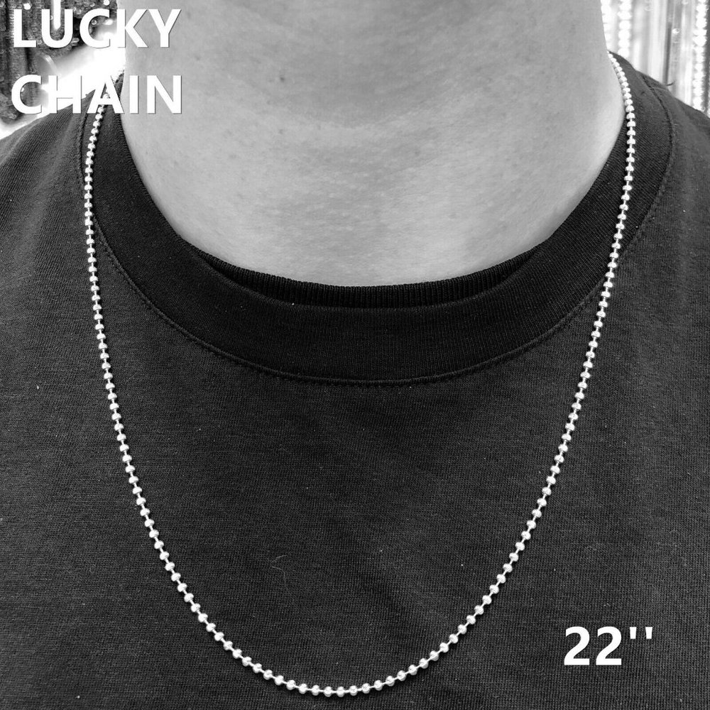 22" 925 STERLING SILVER MOON CUT CHAIN NECKLACE 2MM 6.5g